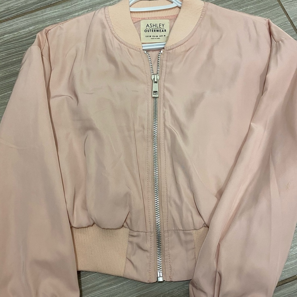 Light pink Fashion Nova bomber jacket